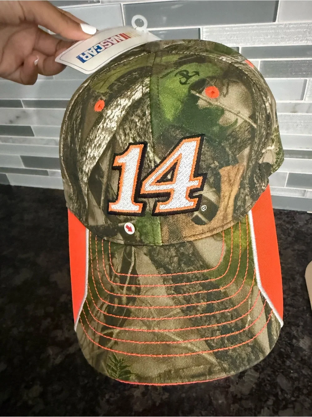 Nascar Camo Kids Cap with Orange Highlights